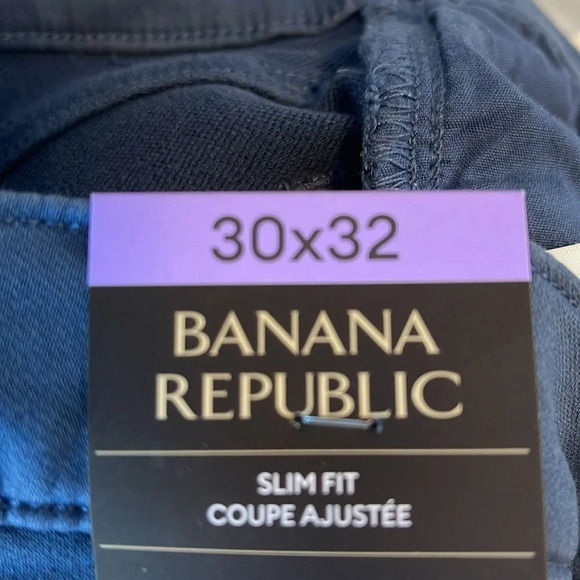 BANANA REPUBLIC NWT Blue Slim Fit Brushed Cotton Stretch Chinos Preppy 30x32 - Picture 11 of 13
